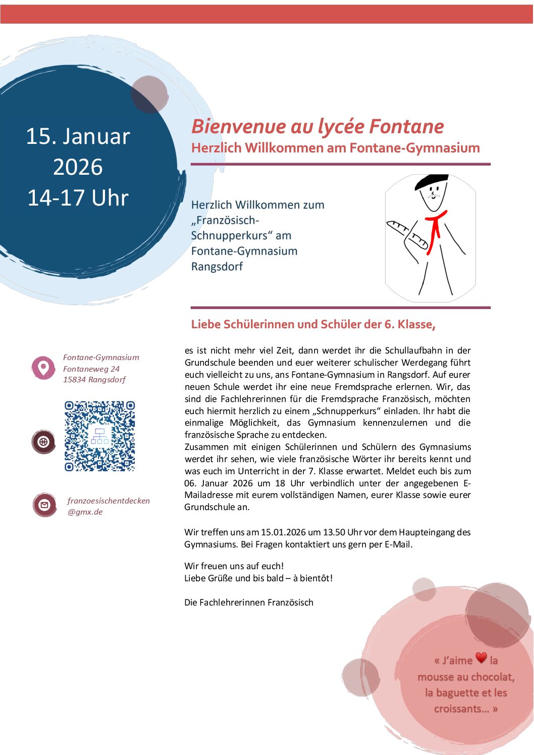 1 Startseite Französisch: Schnupperunterricht